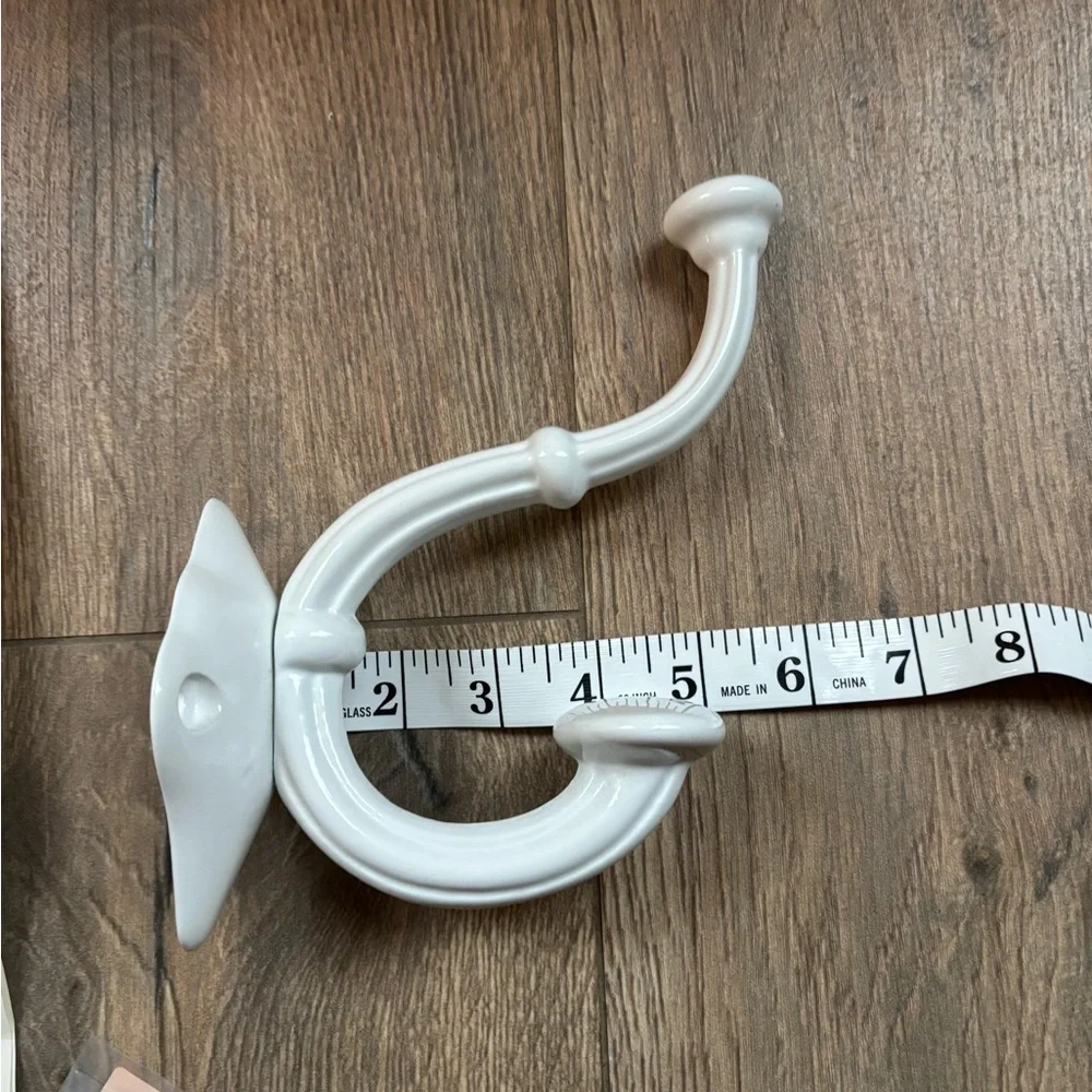 NEW Pottery Barn Stockton Classic White Cast Iron Heavy Duty Wall Curtain Hook